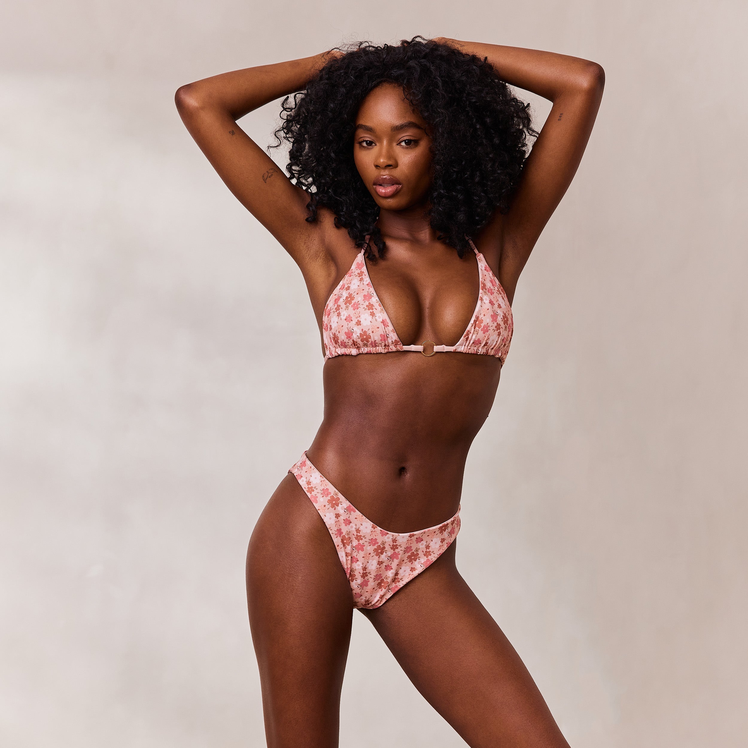 Doppelseitiges Triangle Bikini-Oberteil - Rosa/Floral