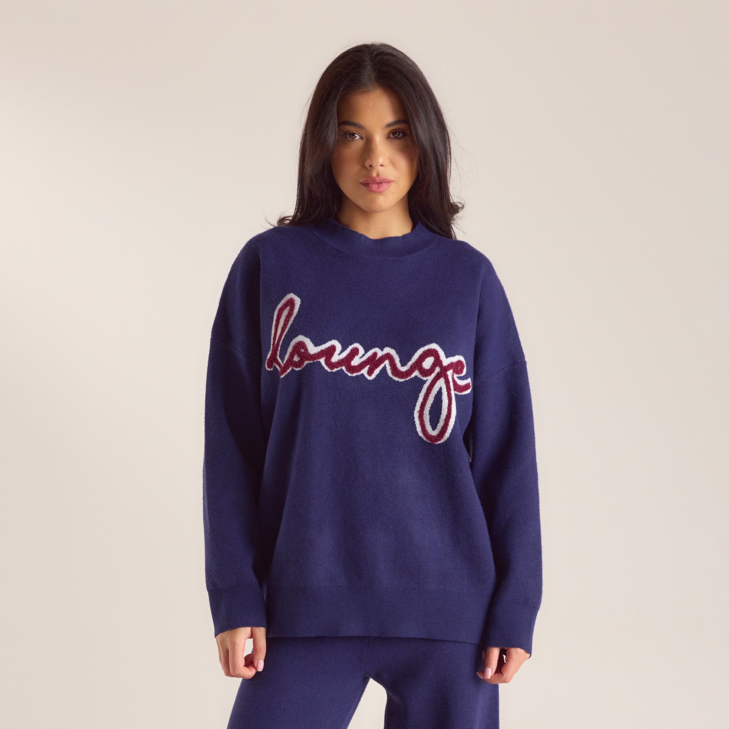 Logo Strick-Pullover - Marineblau